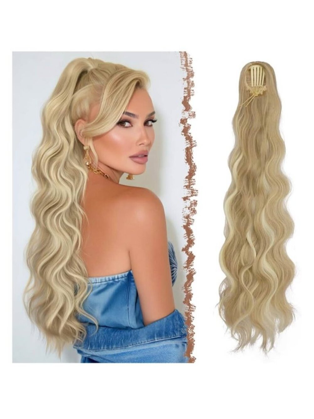 NEW 24” Wavy Blonde Comb Ponytail Extension